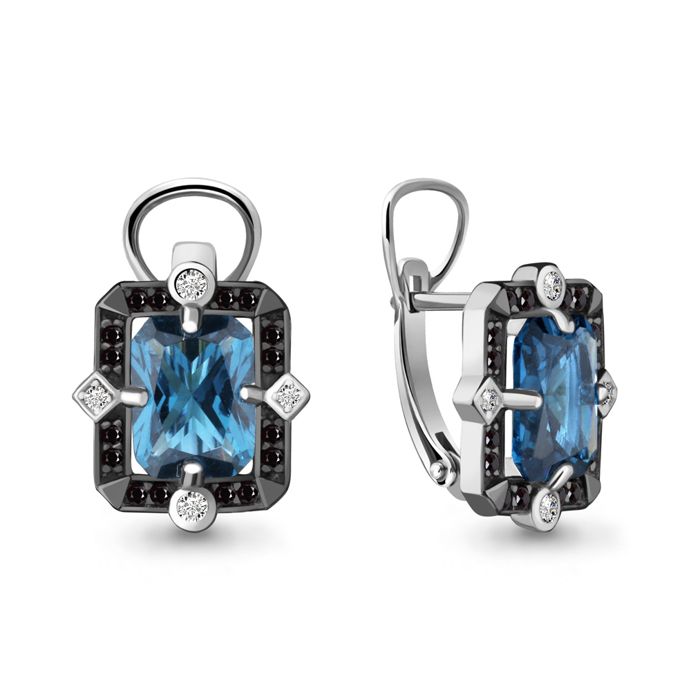 

Серьги из серебра с топазом Aquamarine 4474493Ч_925_р, 4474493Ч_925_р