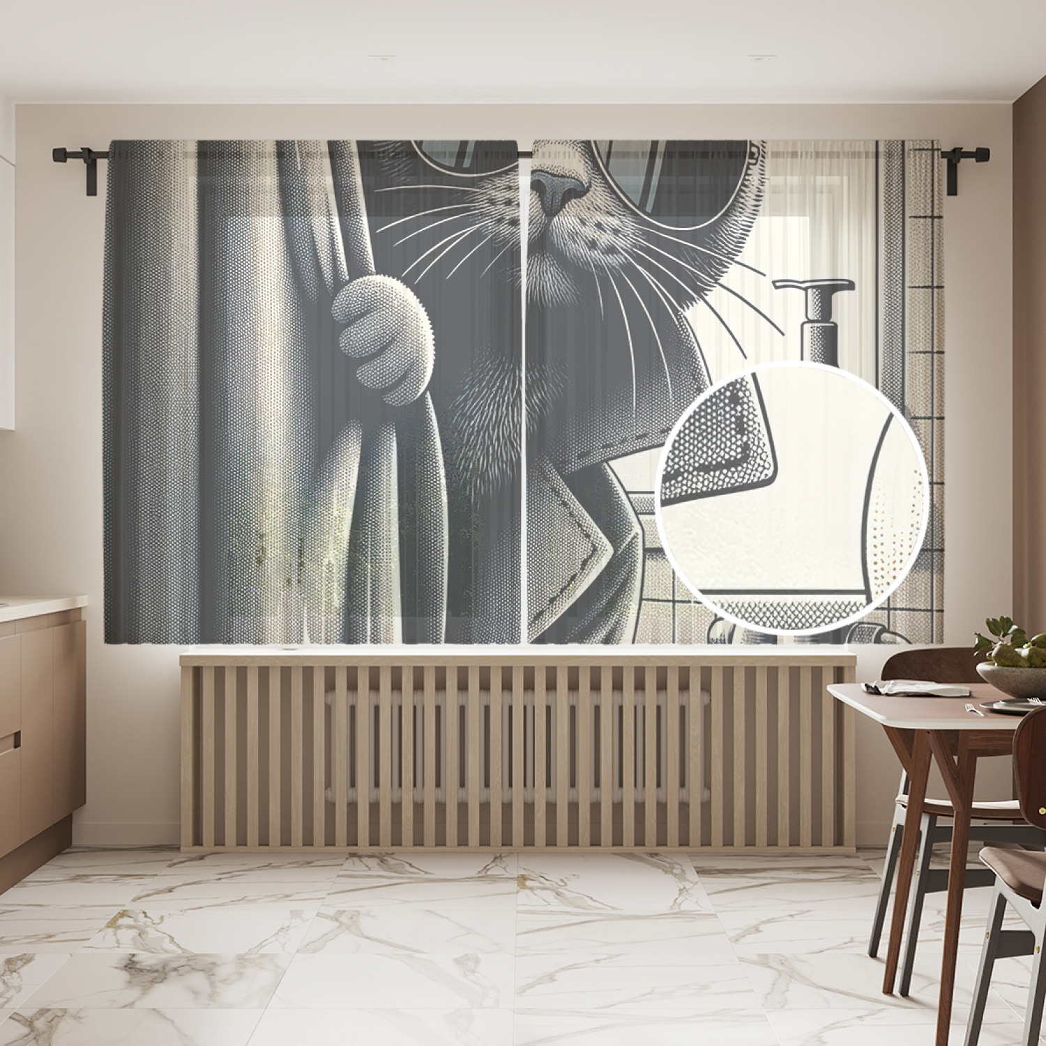 

Тюль JoyArty Кот шпион в ванной 145х180, tul_429875_145x180
