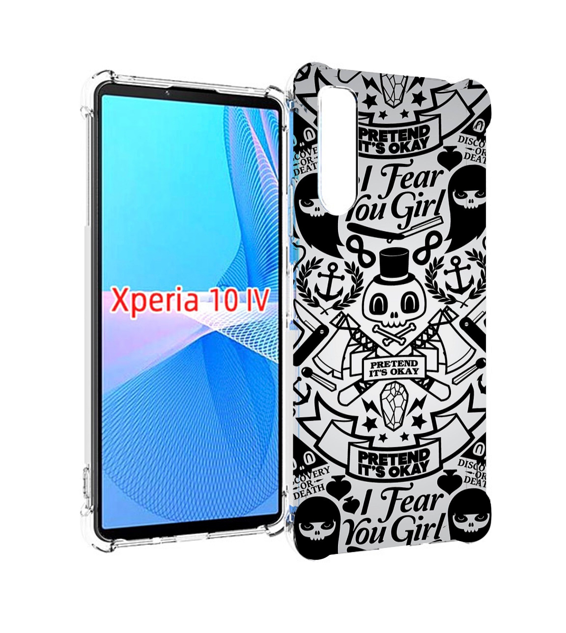 

Чехол MyPads готический-принт для Sony Xperia 10 IV (10-4), Прозрачный, Tocco