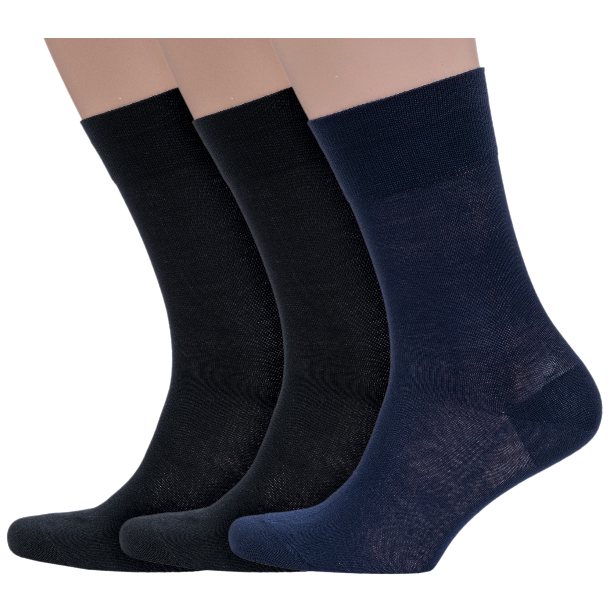 Комплект носков мужских Grinston socks 3-15D7 черных; синих 27