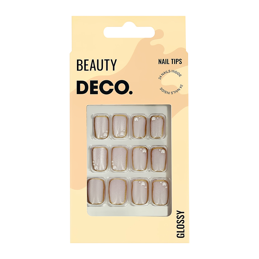 Набор накладных ногтей DECO. GLOSSY pearl 24 шт. + клеевые стикеры 24 шт. набор теней tf color palette pearl