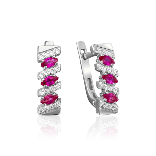 

Серьги из белого золота с рубином, бриллиантом PLATINA jewelry 02-0348-00-107-1120-30, 02-0348-00-107-1120-30