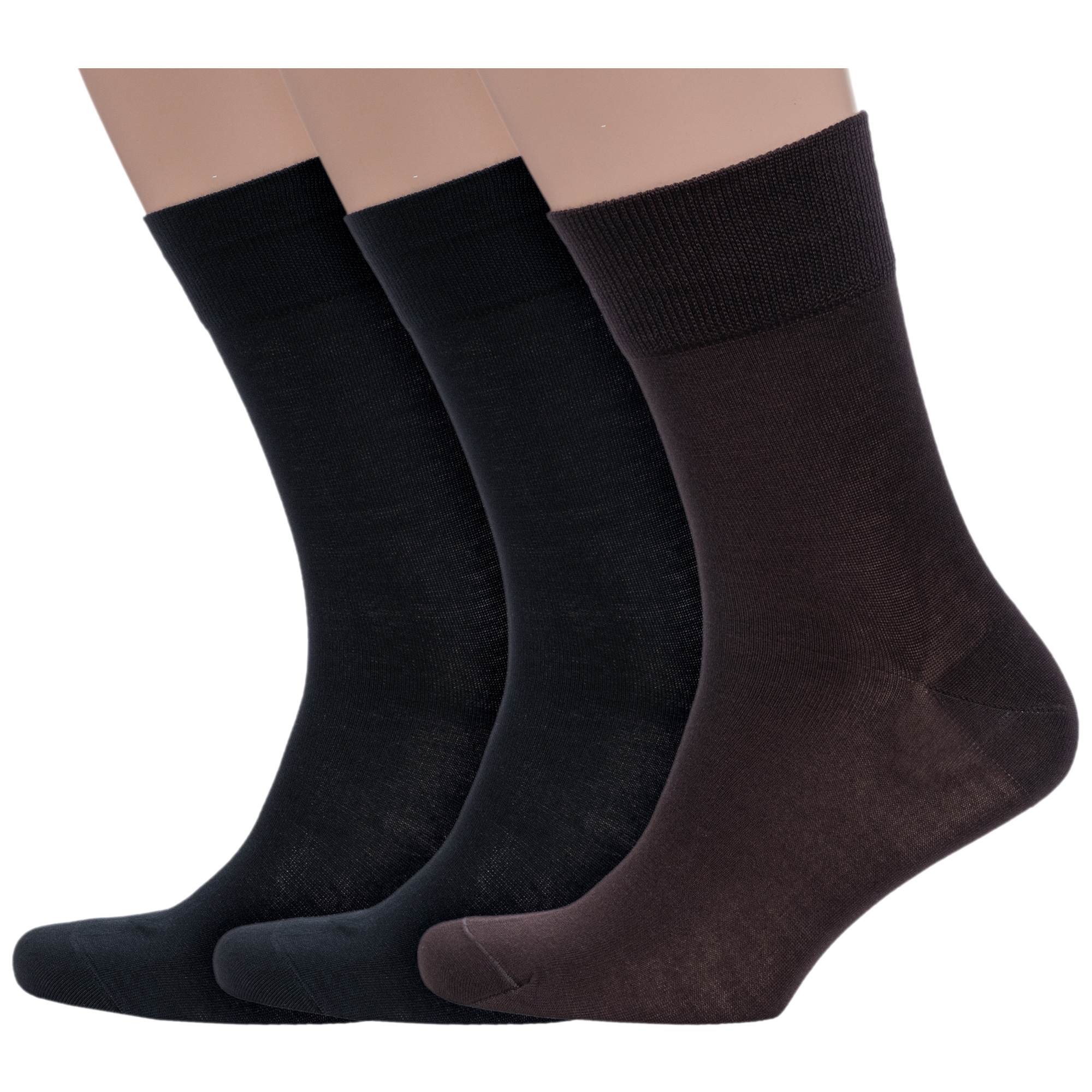 Комплект носков мужских Grinston socks 3-15D7 черных; коричневых 29
