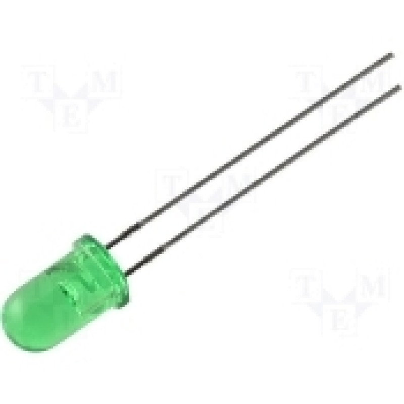 Светодиод зеленый (зеленая линза) 5мм, 250мкд, 568нм, 2В шнур для вязания 100% полиэфир 3мм 100м 200±20гр 25 зеленый