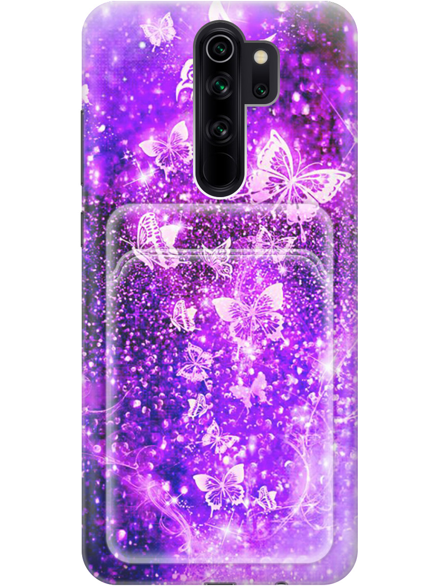 

Силиконовый чехол на Xiaomi Redmi Note 8 Pro с рисунком "Фиолетовые бабочки", Фиолетовый;черный, 20012073