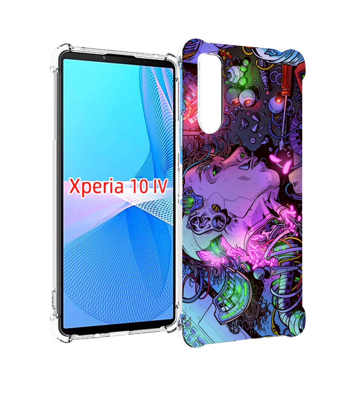 

Чехол MyPads голова робота мультик для Sony Xperia 10 IV (10-4), Прозрачный, Tocco