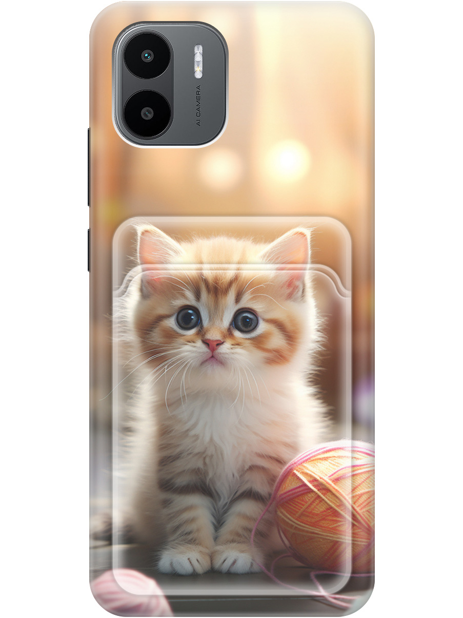 

Силиконовый чехол на Xiaomi Redmi A1 с рисунком "Котик и нитки", Белый;желтый;розовый, 20012068