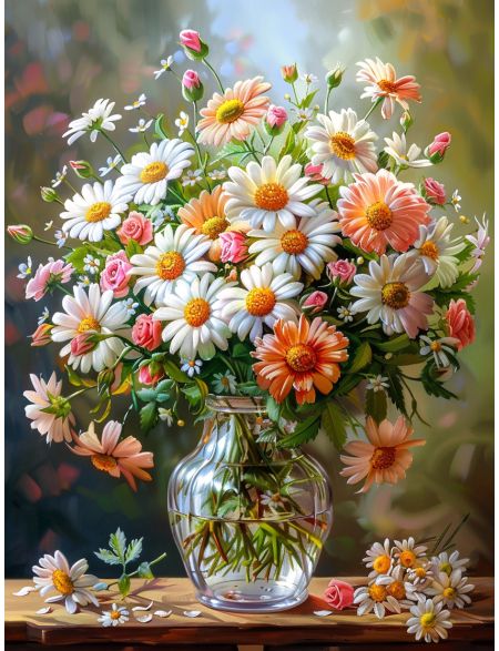 

Алмазная мозаика на подрамнике Букет ромашек, 40x30 см, 50 цветов, 87179, ПРА-880