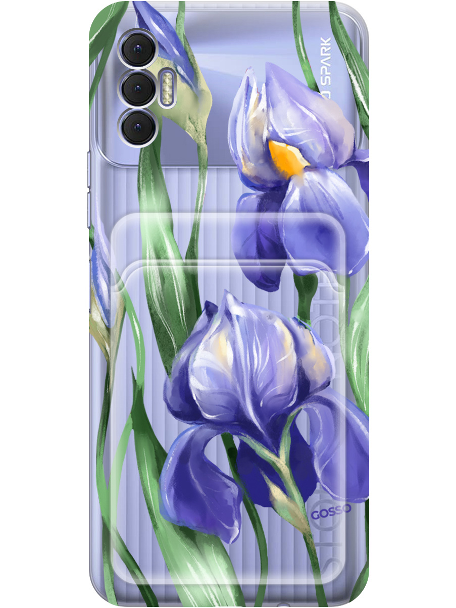 

Силиконовый чехол на Tecno Spark 8P с рисунком "Amazing Irises" прозрачный, Прозрачный;белый;синий, 20012061