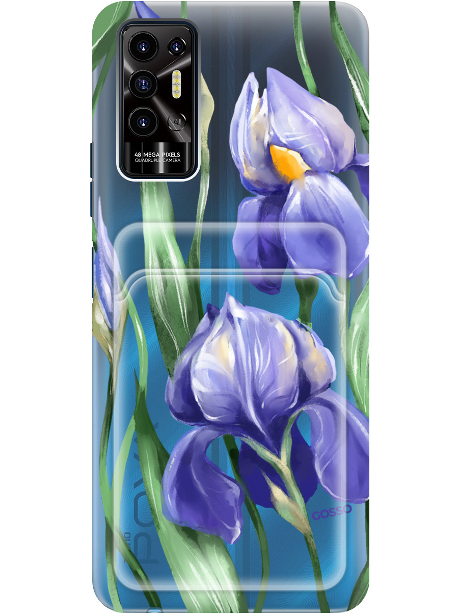 

Силиконовый чехол на Tecno Pova 2 с рисунком "Amazing Irises" прозрачный, Прозрачный;белый;синий, 20012058