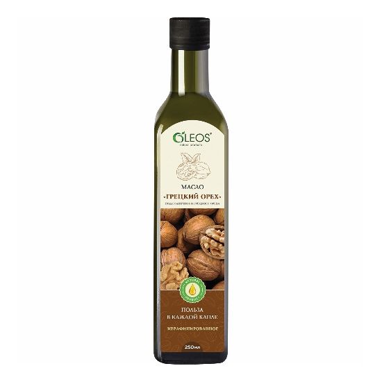 Подсолнечное масло Oleos нерафинированное с добавлением масла грецкого ореха 250 мл