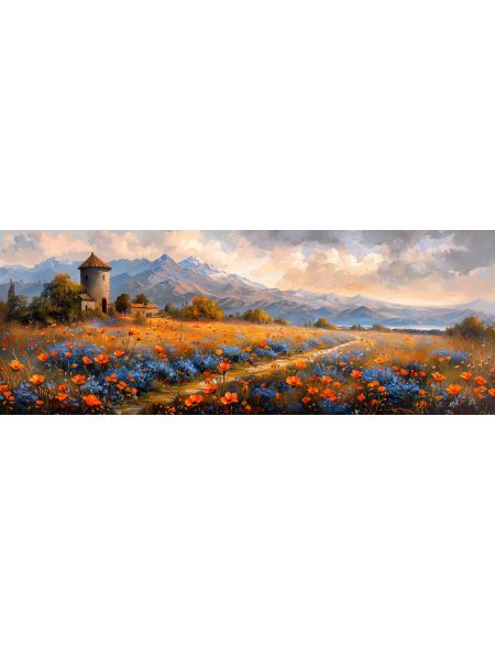 

Алмазная мозаика на подрамнике Поле цветов, 50x17 см, 50 цветов, 87052, ПНА-079
