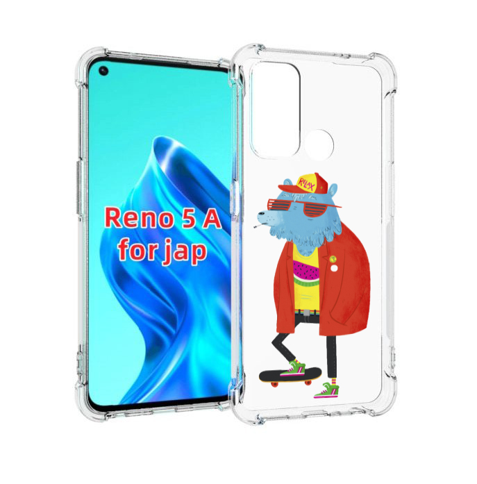 

Чехол MyPads медведь на скейте для Oppo Reno 5A, Прозрачный, Tocco