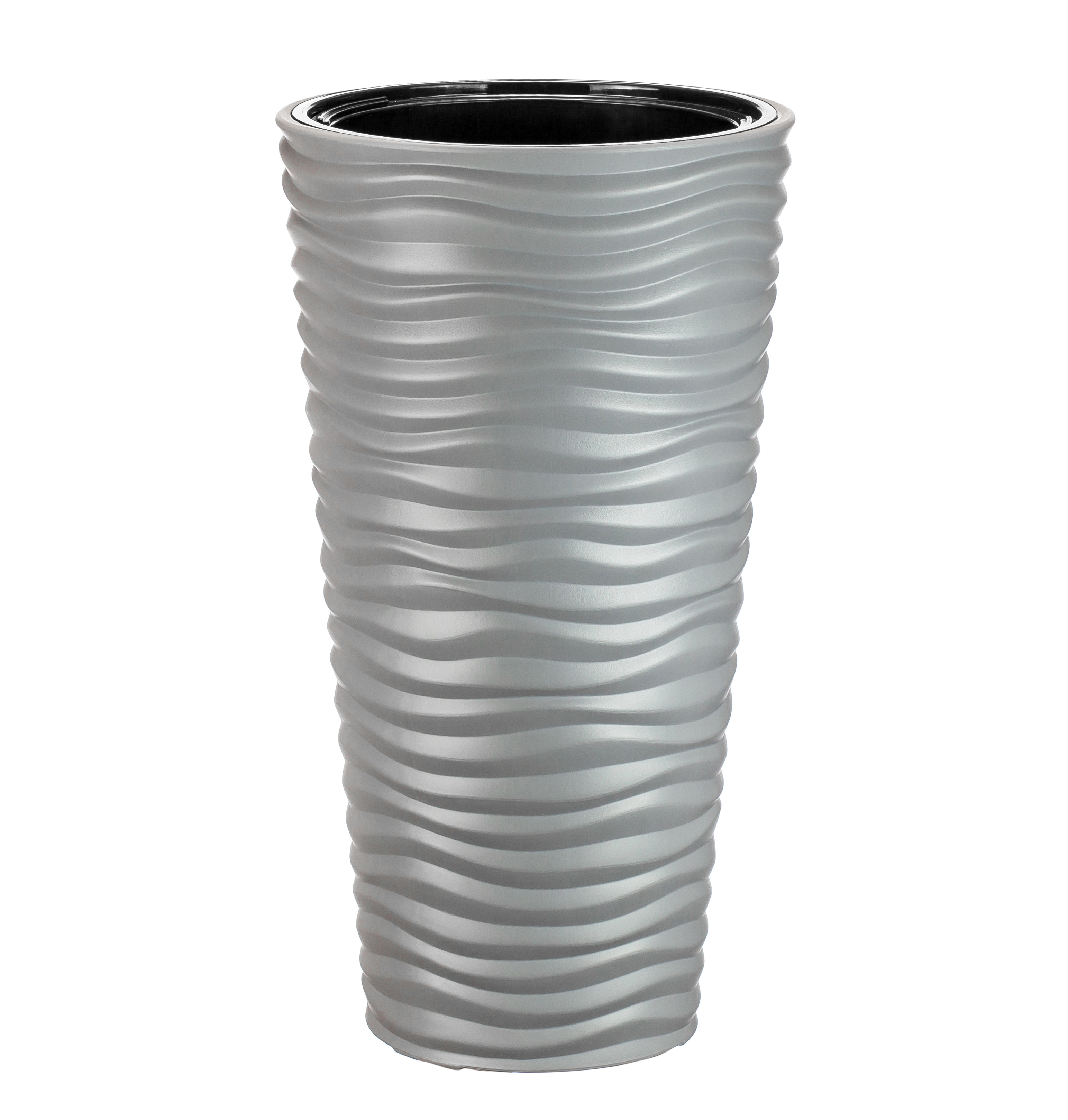 

Цветочный горшок Дюна со вставкой М 3402-ko 9 л серый белый бежевый 1 шт., Со вставкой