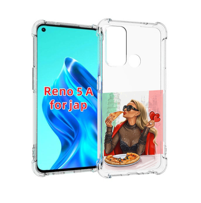 

Чехол MyPads любительница-пиццы женский для Oppo Reno 5A, Прозрачный, Tocco