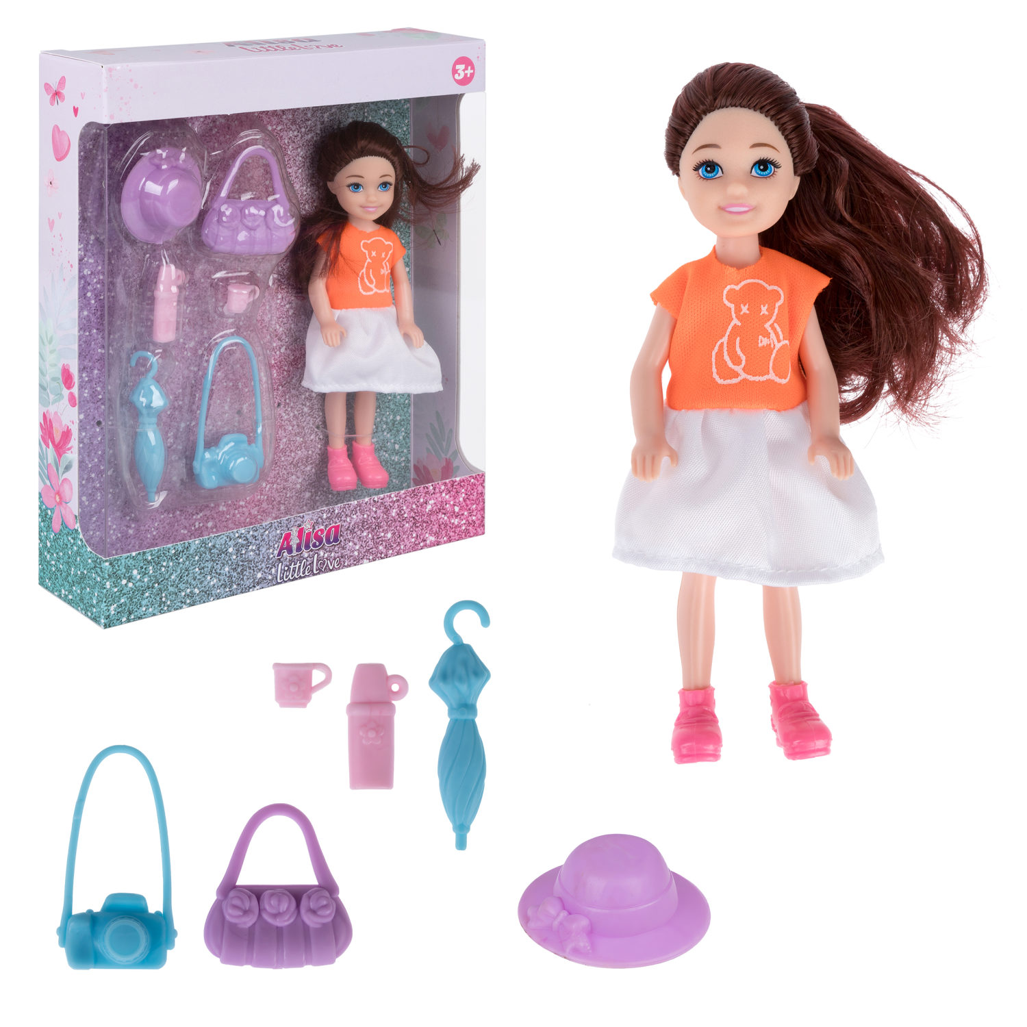 

Кукла 1toy Alisa Little Love 15,2 см брюнет, с аксесс, Т24386