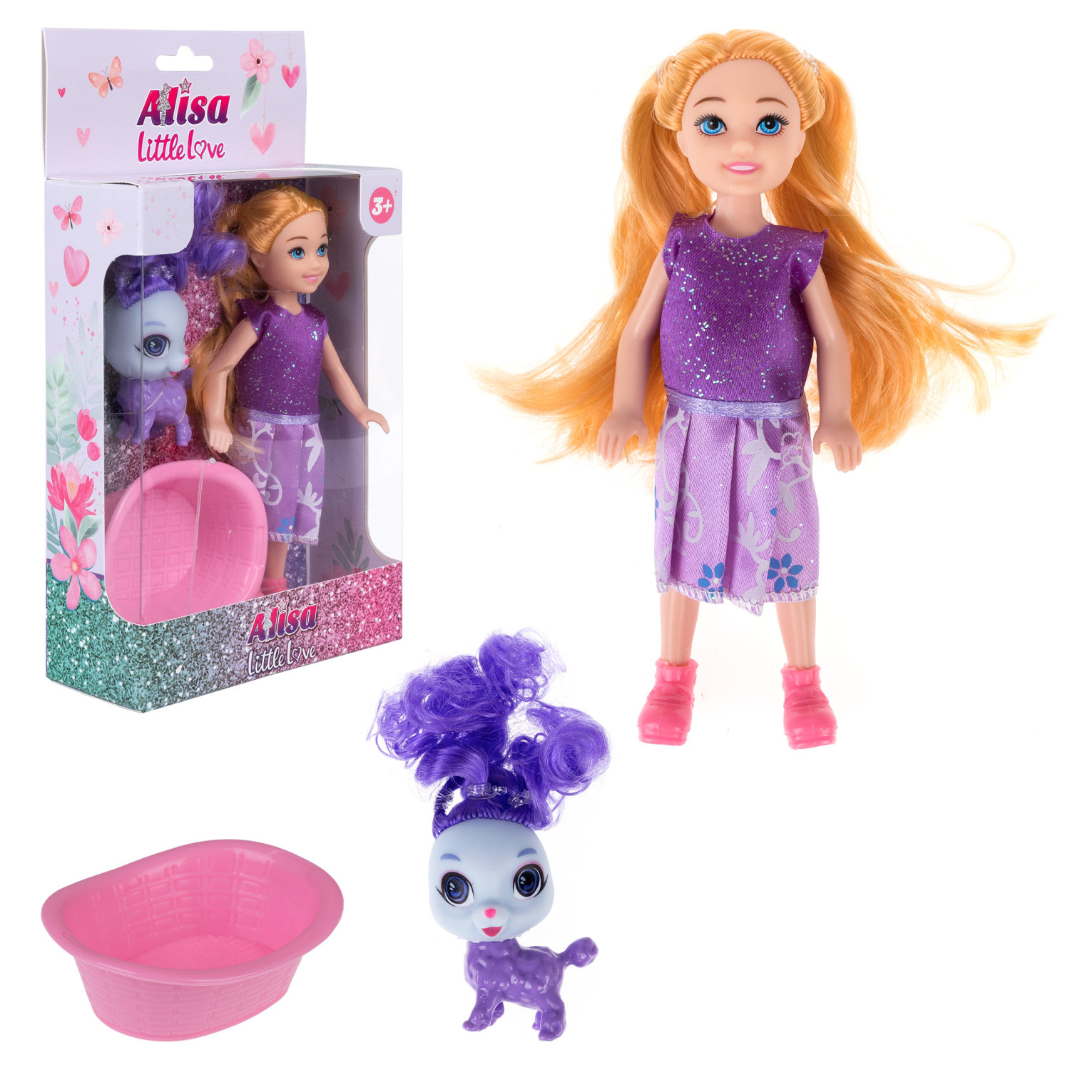 Кукла 1toy Alisa Little Love 15,2 см блонд, с питомцем и переноской