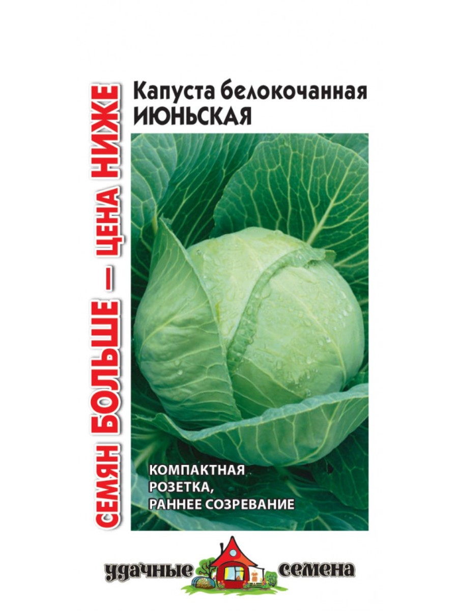 

Семена Удачные семена Капуста белокочанная Июньская 6 упаковок по 15 гр.