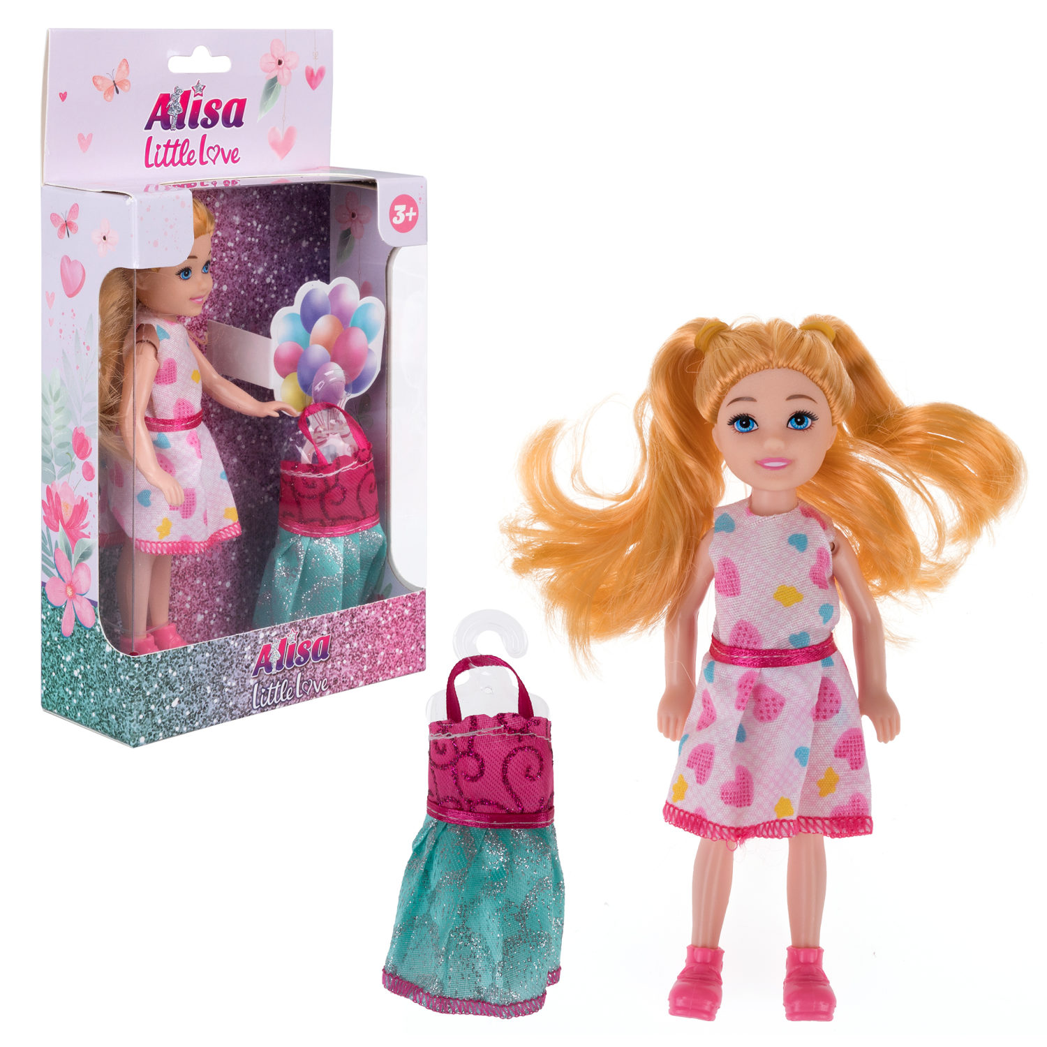 Кукла 1toy Alisa Little Love 152 см блонд с двумя хвост с платьем 327₽