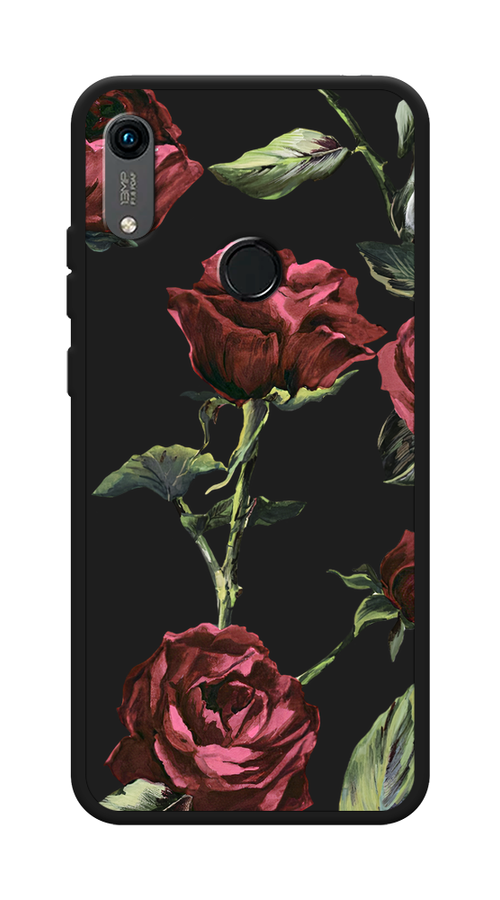 

Чехол Awog на Huawei Y6 2019 "Бордовые розы фон", Красный, 68652-1