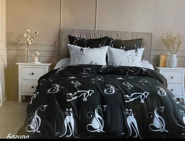 Комплект постельного белья Котовасия двухспальный с европростыней с наволочками 70х70