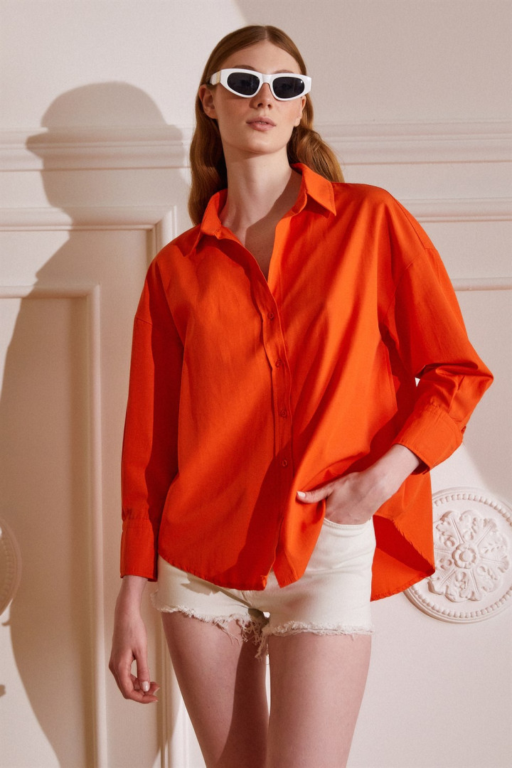 Рубашка женская NEVER MORE 4219 оранжевая M (товары доставляются из-за рубежа)