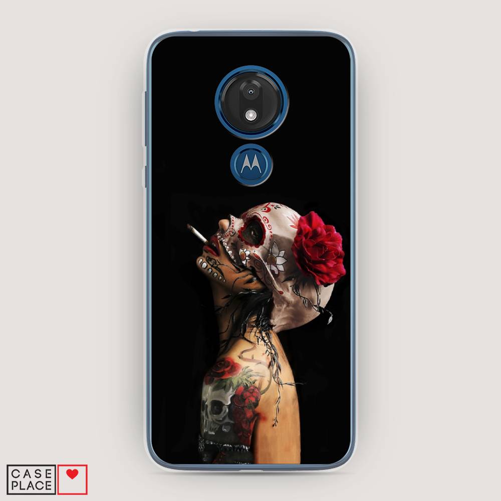 

Чехол Awog на Motorola Moto G7 / Моторола Мото G7 "Девушка с черепом", Разноцветный, 241150-9