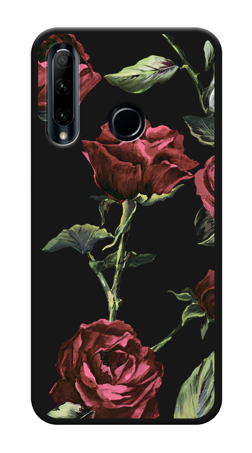 

Чехол Awog на Honor 20 Lite 2019 "Бордовые розы фон", Красный, 68952-1