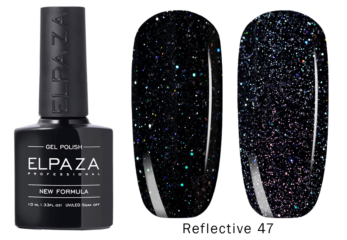

Гель-лак Elpaza светоотражающий Reflective №47 10 мл, Серебристый;черный, REF47