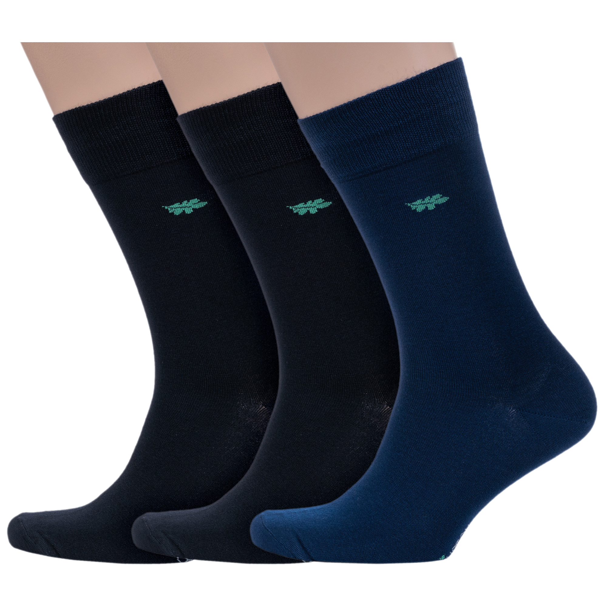 Комплект носков мужских Grinston socks 3-15D11 черных; синих 25