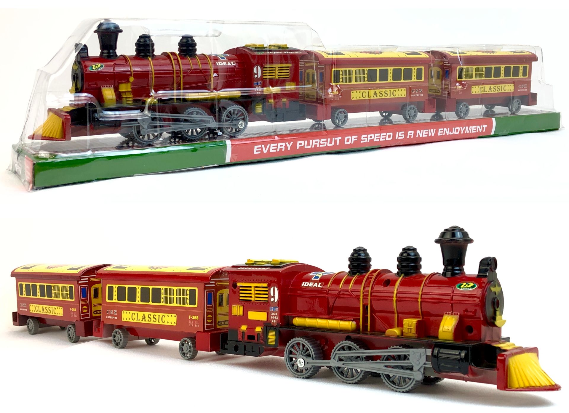 Детский игрушечный инерционный поезд PLAYSMART с вагонами, 55 см, красный, 106788