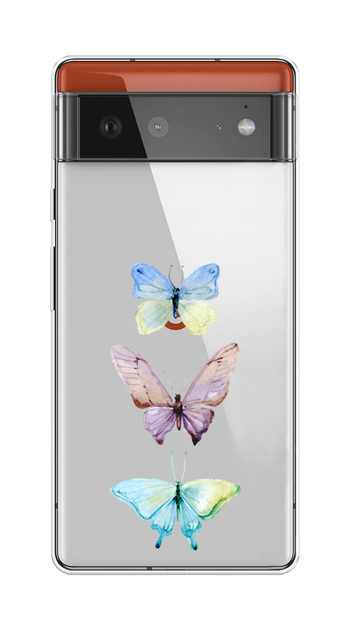 

Чехол на Google Pixel 6 "Акварельные бабочки", Бирюзовый;розовый, 270850-1