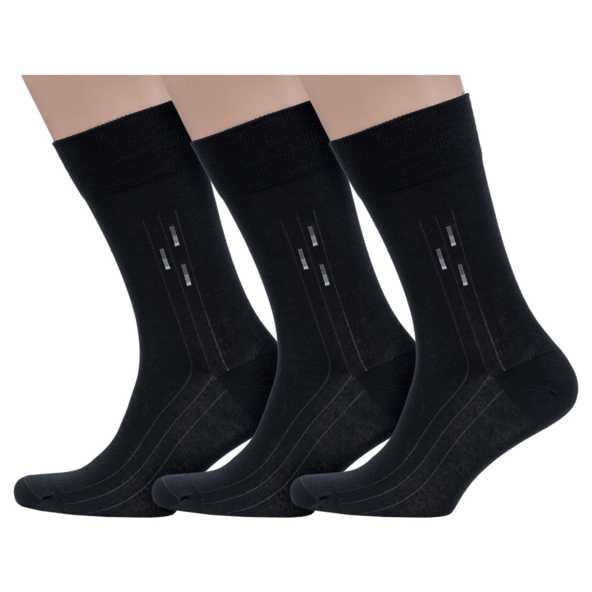 

Комплект носков мужских Grinston socks 3-19D1 черных 27, 3-19D1