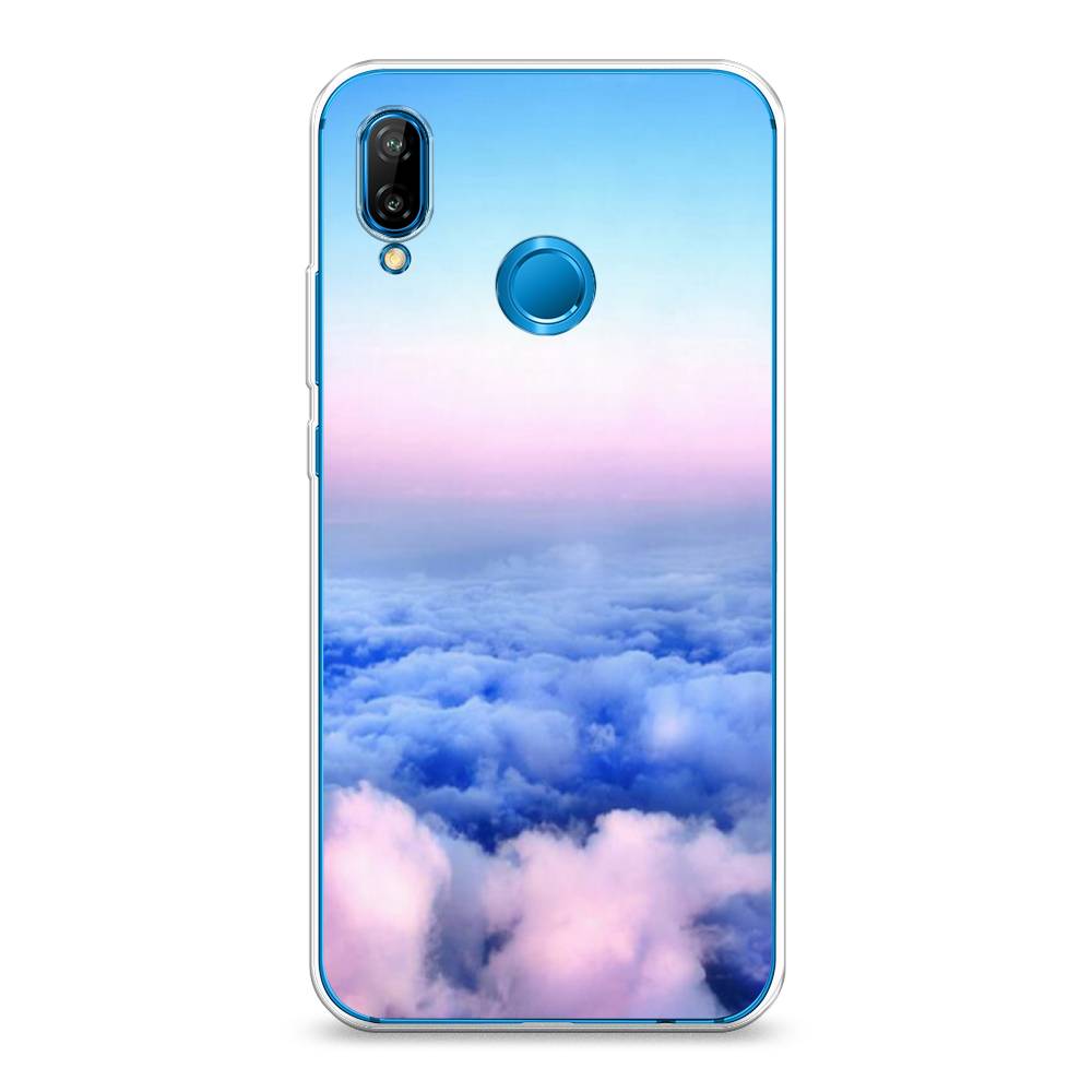 

Чехол Awog на Huawei Nova 3E "Облака", Голубой;розовый, 65650-4