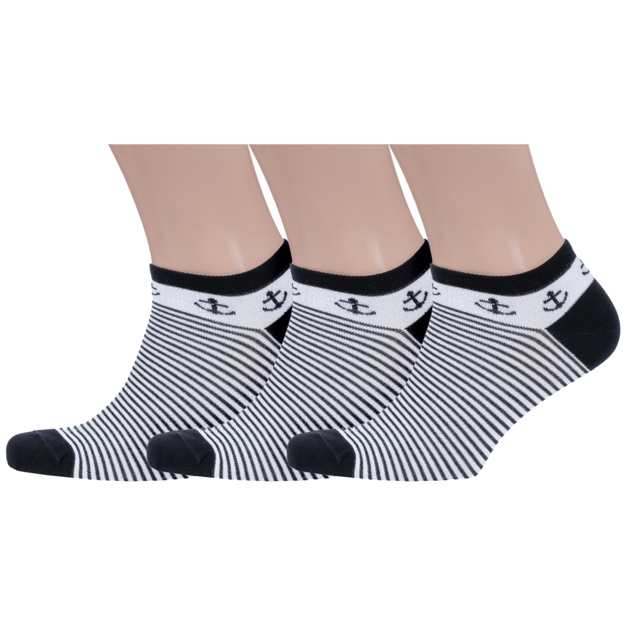 

Комплект носков унисекс Grinston socks 3-21D2 черных; белых 27-29, Черный;белый, 3-21D2