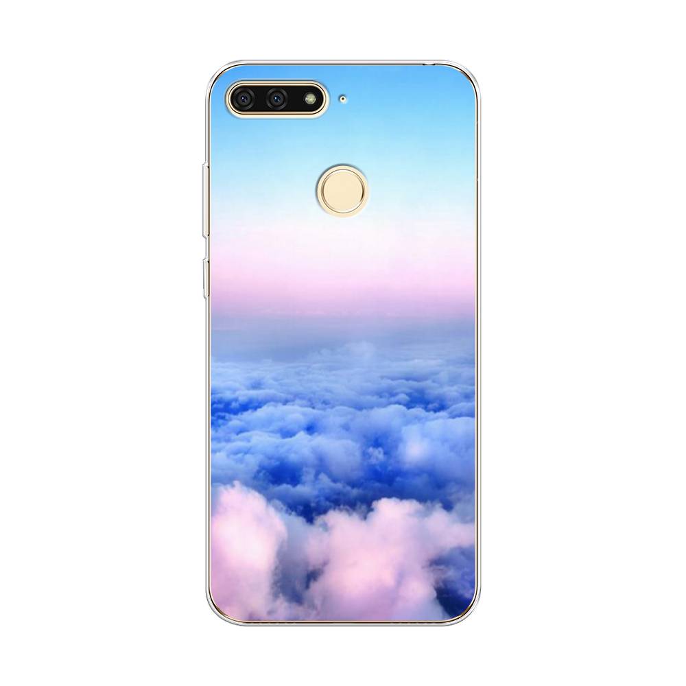 

Чехол Awog на Honor 7C "Облака", Голубой;розовый, 64550-4