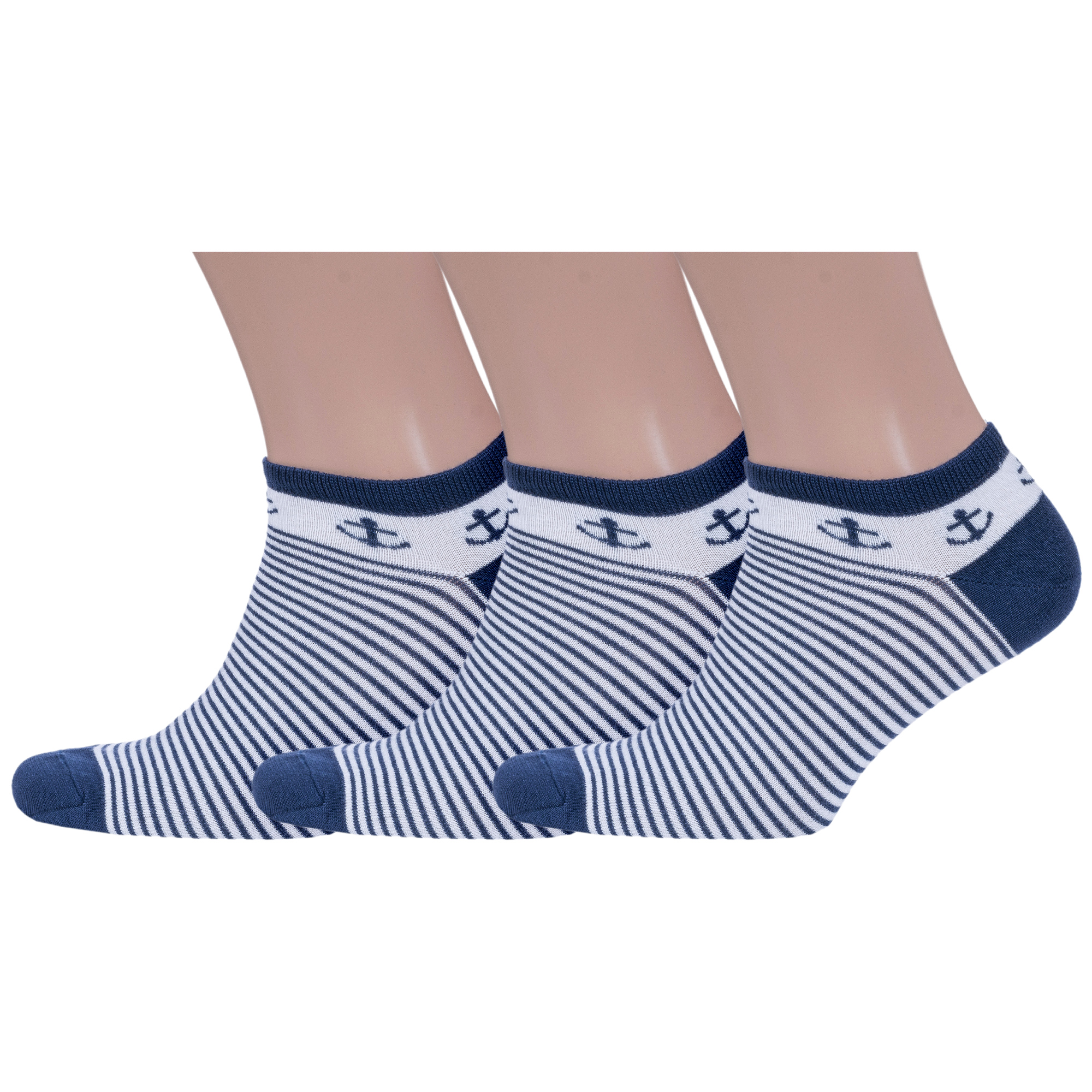 

Комплект носков унисекс Grinston socks 3-21D2 синих; белых 23-25, 3-21D2