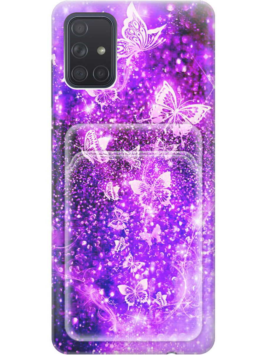 

Силиконовый чехол на Samsung Galaxy A71 с рисунком "Фиолетовые бабочки", Фиолетовый;черный, 20012048