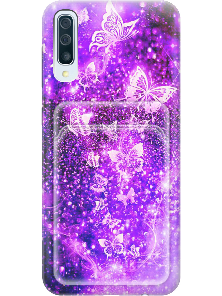 

Силиконовый чехол на Samsung Galaxy A50 / A50s / A30s с рисунком "Фиолетовые бабочки", Фиолетовый;черный, 20012045
