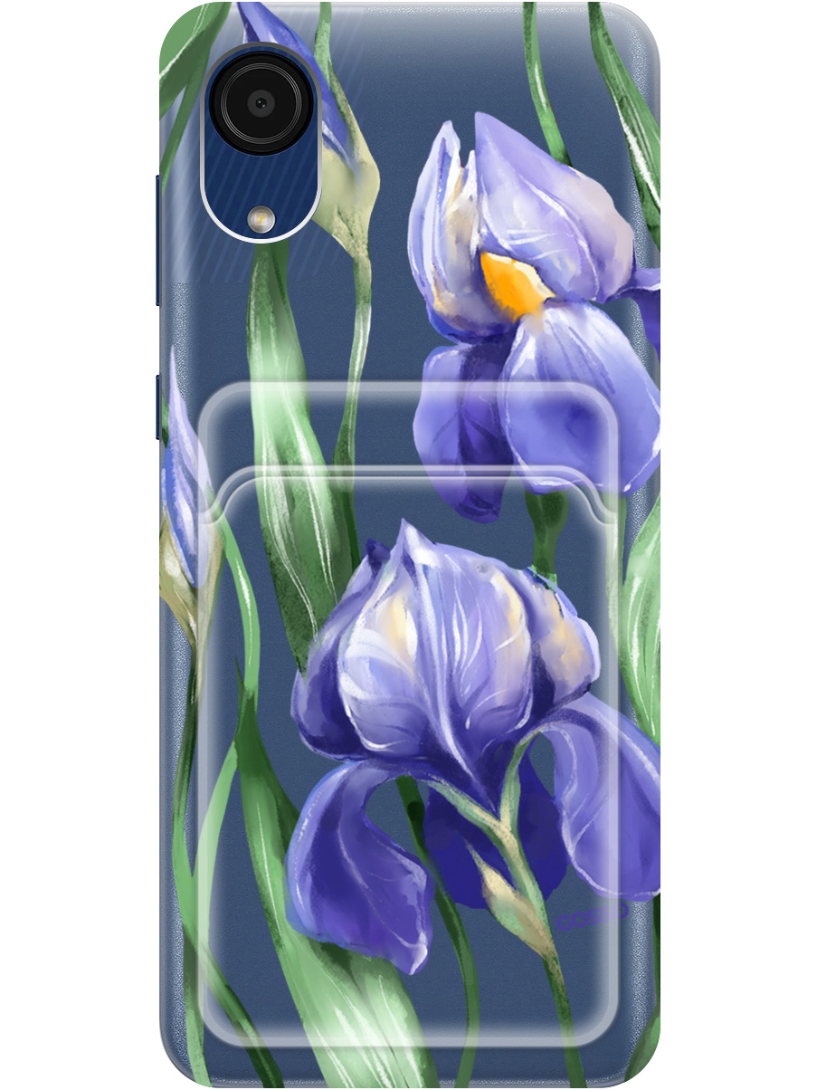 

Силиконовый чехол на Samsung Galaxy A03 Core с рисунком "Amazing Irises" прозрачный, Прозрачный;белый;синий, 20012042