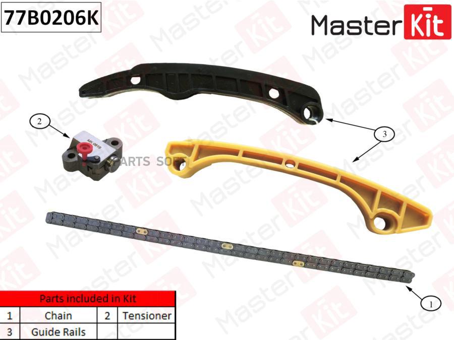 

Комплект Цепи Грм Mitsubishi Lancer 4a91,4a92 MasterKit арт. 77B0206K