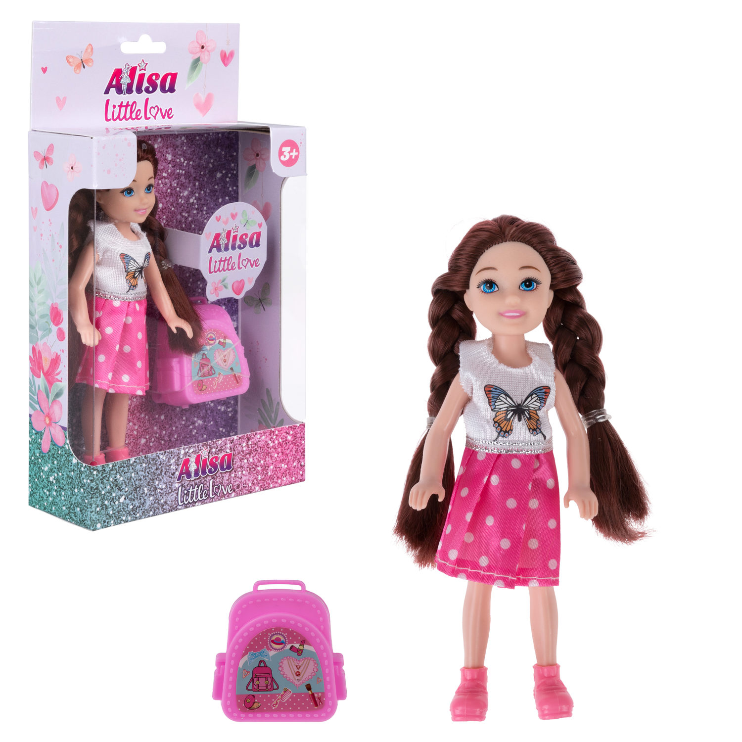 Кукла 1toy Alisa Little Love 15,2 см брюнет, с портфелем