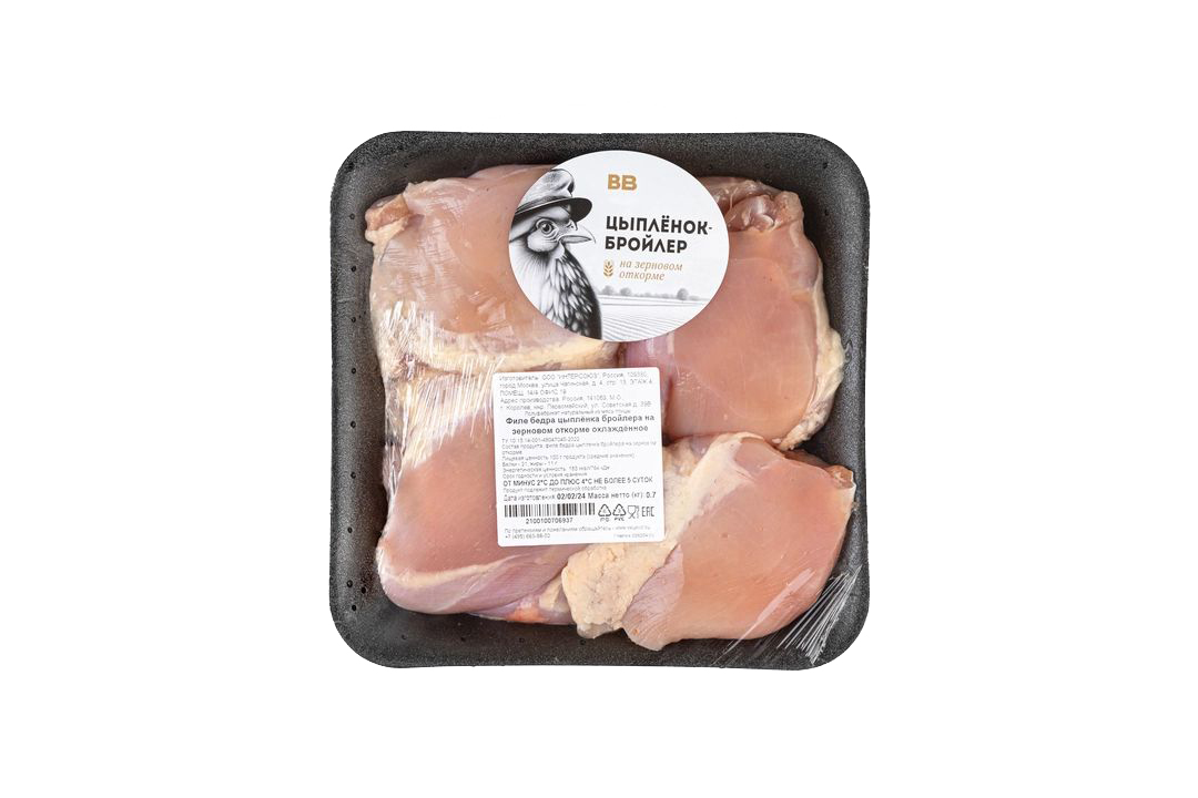

Бедро цыпленка ВкусВилл на зерновом откорме филе 700 г