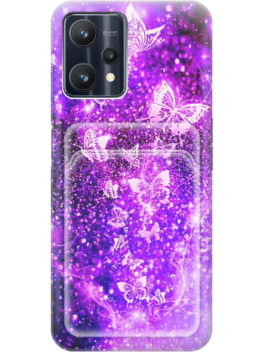 

Силиконовый чехол на Realme 9 Pro с рисунком "Фиолетовые бабочки", Фиолетовый;черный, 20012035