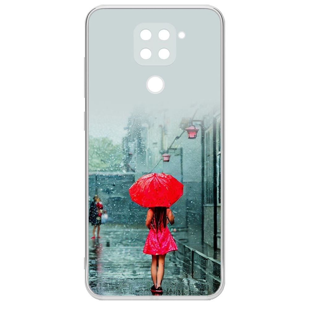 Чехол-накладка Krutoff Clear Case Красный зонтик для Xiaomi Redmi Note 9