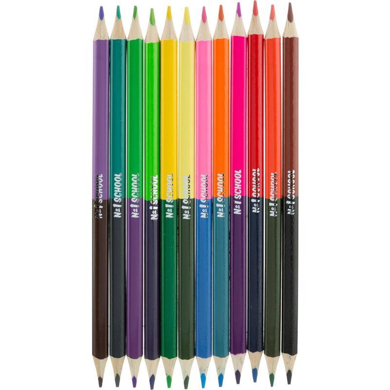Карандаши цветные 24 цвета №1 School Шустрики (L=173мм, d=28мм, двусторонние) 3гр), 20 уп