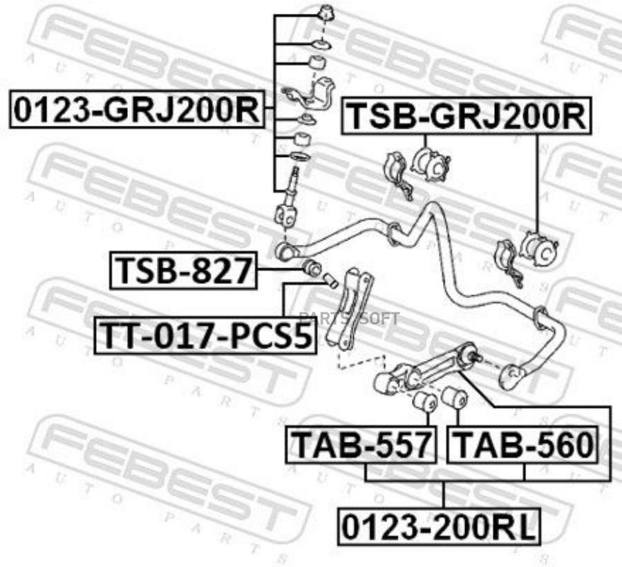 

FEBECT TSB827 TSB-827_втулка стабилизатора заднего!\ Toyota Land Cruiser 200 08>