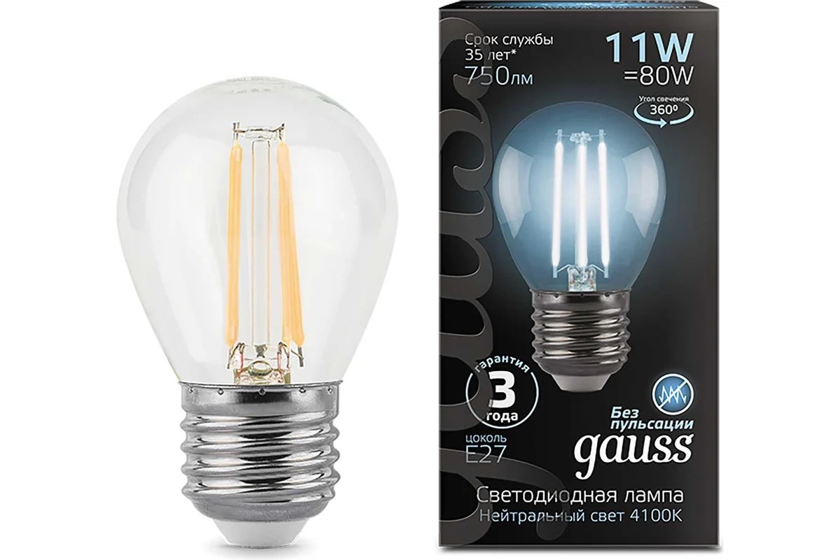 

Лампа LED GAUSS E27, шар, 11Вт, одна шт. 105802211, Лампа LED GAUSS E27, шар, 11Вт, одна шт. [105802211]