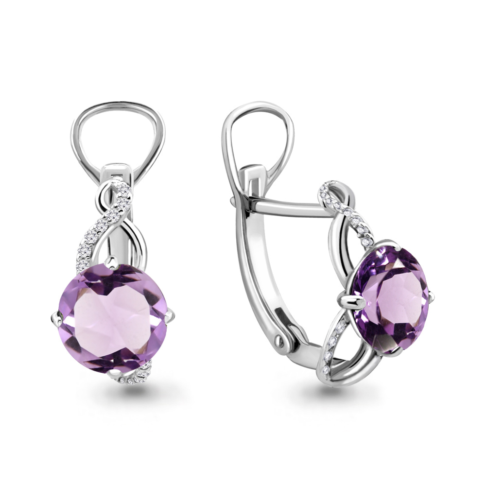 

Серьги из серебра с аметистом Aquamarine 4441804А_925_р, 4441804А_925_р