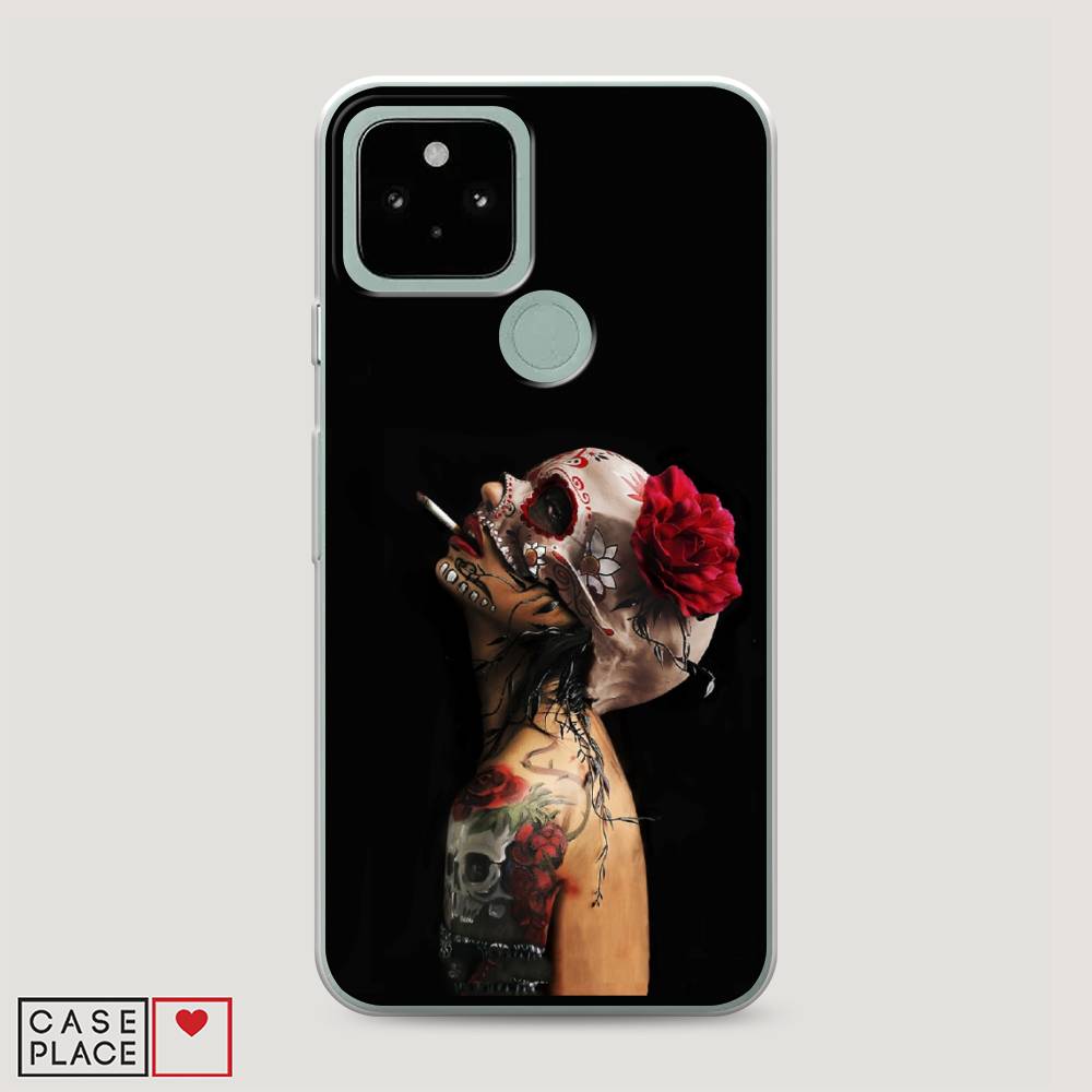 

Чехол Awog на Google Pixel 5 "Девушка с черепом", Разноцветный, 270750-9